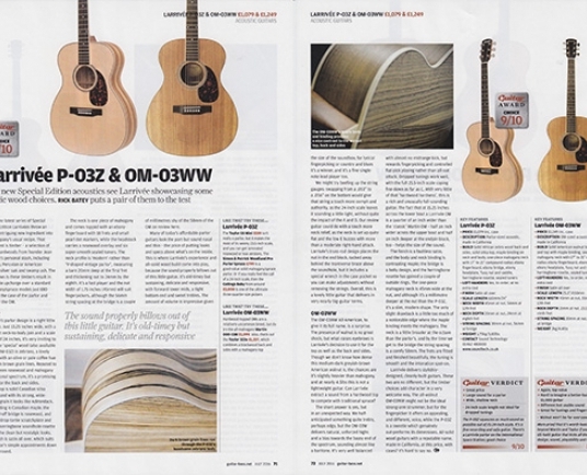 Special Edition Larrivee P 03z Om 03ww In Award Winning Guitar Bass Magazine Review From Uk Distributor Sound Technology Ltd